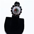Vintage Zuni Southwest Sterling Silver Inlaid Sun God Face Ring Size 7