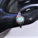 Vintage Sterling Silver & 10K YG Opal Diamond Ring Size ~ 6