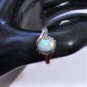 Vintage Sterling Silver & 10K YG Opal Diamond Ring Size ~ 6