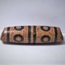 Old Tibetan Used Weathered Oily 8-Eyed Striped Brown Tan Agate Dzi Bead 5.9 CM