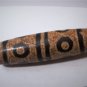Old Tibetan Used Weathered Oily 8-Eyed Striped Brown Tan Agate Dzi Bead 5.9 CM