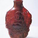 Vintage Chinese Carved Cherry Amber Buddha and Boys Snuff Bottle