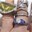 Vintage Sterling Silver Assorted Rings Lot Collection of Eight~ 70 Gr