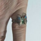 Vintage Sterling Silver Chinese Cloisonne Butterfly Ring Adjustable Size ~ 4.5-9