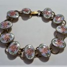 Antique Edwardian 12K GF Floral Enameled Link Bracelet