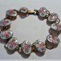 Antique Edwardian 12K GF Floral Enameled Link Bracelet