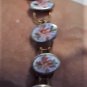 Antique Edwardian 12K GF Floral Enameled Link Bracelet