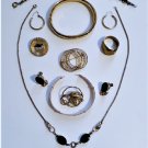 Vtg Art Deco Mid Cent G Filled Jewelry Lot w Etched Flower Bangle Rose Gold Cuff