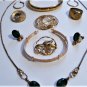 Vtg Art Deco Mid Cent G Filled Jewelry Lot w Etched Flower Bangle Rose Gold Cuff