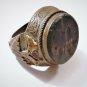 Ancient Sassanian Persian Lapis Intaglio in Double-Headed Eagle Bronze Ring 11.5