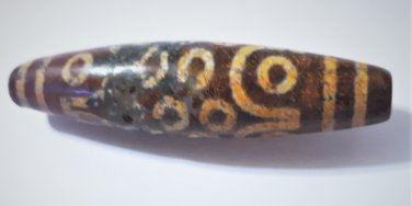 Old Tibetan 21-Eyed Used Weathered Oily Agate Dzi Bead 7.2 CM