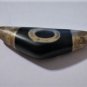 Tibetan Oily Agate Horned Dzi Bead with Earth & Swastika 5.6 CM