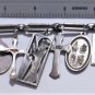 Vtg Sterling 925 Heavy Toggle Bracelet w Collection of Religious Charms Crosses