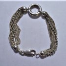 Vintage Sterling Silver Multi-Chain & Ring Bracelet ITALY 7"