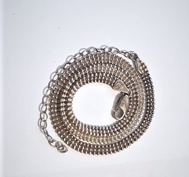 Vintage Sterling 925 Silver ITALY Ball Mesh Chain Necklace Adjustable Length