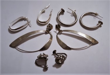Vintage Sterling 925 Silver Earrings Collection Lot of 4 Pair