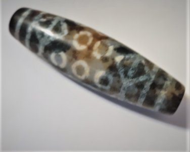 Vintage 15-Eyed 6 Vajra Eyed Old Tibetan Used Weathered Agate Dzi Bead 6.8 CM