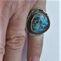 Vintage Sterling Silver Navajo Old Pawn Large Turquoise Cab Ring Size 5.5