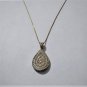 Vintage Sterling Silver Gold Filled vermeil Diamond Teardrop Pendant Necklace