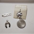 Vintage Sterling Silver Lucky Shamrock Charm Bracelet Charms or Necklace Pendant
