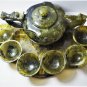 Antique Chinese Ming to Qing Spinach Jade Dragon & Unicorn Teapot Set