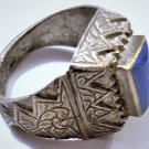 Antique Sassanian Persian Lapis Lazuli Cast Silver Ring 9