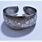 Vintage Sterling Silver Hand Etched Florentine Baroque Adjustable Cuff Bracelet