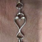 Vintage Sterling Silver JTI Italy Open Hearts Link Chain Bracelet 7-3/4"