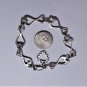 Vintage Sterling Silver JTI Italy Open Hearts Link Chain Bracelet 7-3/4"
