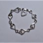 Vintage Sterling Silver JTI Italy Open Hearts Link Chain Bracelet 7-3/4"