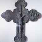 Antique Medieval Weathered Bronze Christian Catholic Architectural Crucifix