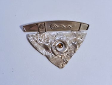 Vintage Sterling Silver Artisan Abstract Modernist Dangle Hinged Pin Brooch