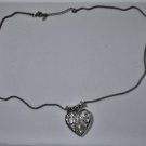 Vintage Sterling Silver Large Heart Slide Pendant Necklace Adjustable 20-22"