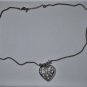 Vintage Sterling Silver Large Heart Slide Pendant Necklace Adjustable 20-22"