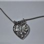 Vintage Sterling Silver Large Heart Slide Pendant Necklace Adjustable 20-22"