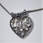 Vintage Sterling Silver Large Heart Slide Pendant Necklace Adjustable 20-22"