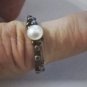 Vintage MICHAEL DAWKINS Modernist Pearl Stack Ring Size 8