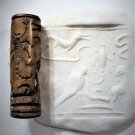 Ancient Large Limestone Cylinder Seal Cosmological Animals Pendant Bead RARE