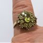 Vtg 10K YG Peridot Cluster Cocktail Ring Size 7.5