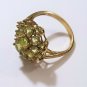 Vtg 10K YG Peridot Cluster Cocktail Ring Size 7.5