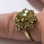Vtg 10K YG Peridot Cluster Cocktail Ring Size 7.5