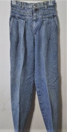 Vintage 80s LEE Stone Wash Pleated Yoke Hi Waist Str8 Leg Mom Hipster Jeans 27"