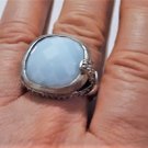 Vintage Sterling 925 Silver HUGE Faceted Agate & CZ Statement Ring Size 10.5