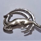Vtg Sterling Silver Art Deco Leaping Deer Pin Brooch