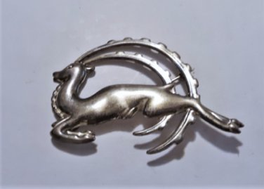 Vtg Sterling Silver Art Deco Leaping Deer Pin Brooch