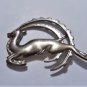 Vtg Sterling Silver Art Deco Leaping Deer Pin Brooch