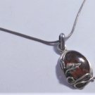Vintage Sterling Silver Amber Pendant Necklace  18"