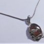 Vintage Sterling Silver Amber Pendant Necklace  18"