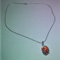 Vintage Sterling Silver Amber Pendant Necklace  18"