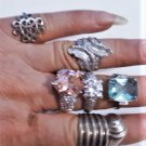 Vintage Sterling 925 Silver Bling Rings Collection Lot of Seven